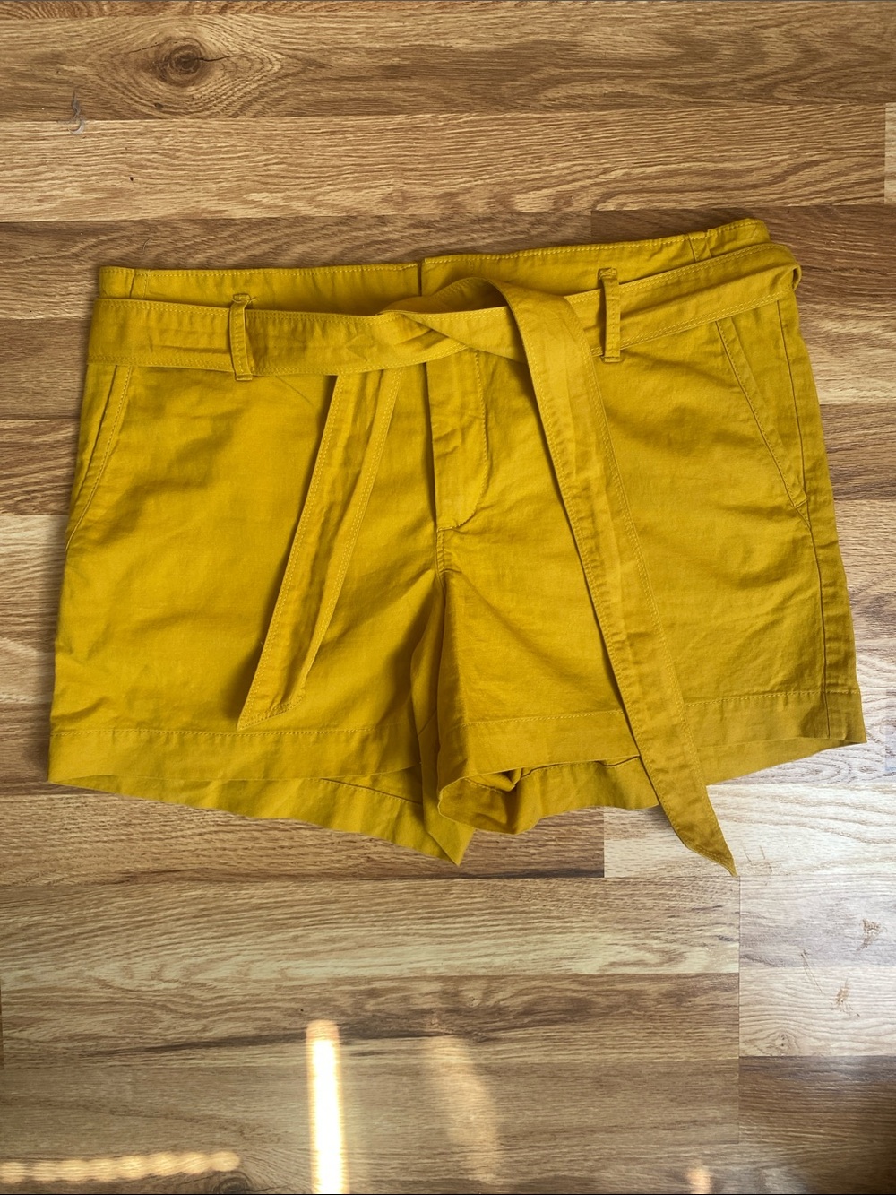 LOFT Yellow Tie-Waist Bermuda Shorts